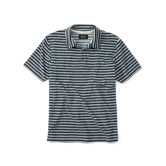 Howlin Loose End Striped Terry Polo in Navy SIZE MEDIUM - Picture 1 of 7